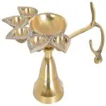DOKCHAN Pure Brass Panch Aarti Oil Lamp Puja Aarti Diya Puja Accessory (Size - 17cm)