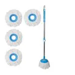 Vault Bharat Premium Quality Spin Mop Stick Rod| Standing Magic Pocha with Easy Grip Handle for Floor Cleaning Supplies Product for Home, Office With Extra 4 Refill (Warranty:1 Year)