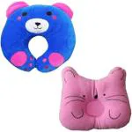 Chinmay Kids Combo of New Born Baby Soft Head Shaping Pillow & Baby Soft Neck Support Pillow/ Baby Cushion, 0-12 Months (Blue- Pink)
