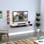 Roxy Engineered Wood Wall Mounted TV Entertainment Unit (Walnut/White) Ideal for Upto 43