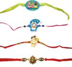 Kavim Kids KARA 22288 Assorted Rakhi Set (Jagannath Ji Doremon Hanuman Ji and Ganesh Ji Rakhi)