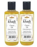 SWADESHI KHADI HERBAL Castor Oil For Healthy & Shiny Hair (Pack of 2) (420 ML)