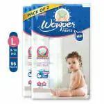 Wowper Fresh Baby Diaper Pants | Large (L) Size - 96 Pieces 9-14 Kg | Pack of 2 | Wetness Indicator | Upto 12 Hrs Absorption |