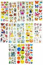 ECLET Resuable Multicolor Cartoon Character Puffy 3D Stickers (Pack of 10)