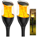 Homehop Solar Mashal Lights for Garden Outdoor Frefly Flame Pathway Waterproof Lawn Lamp (Pack of 2)