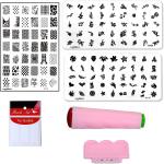 Royalkart Nail Art Stamping double Kit With 15 Pcs Nail Art Brush & Nail Art Finger Tip Guide Sheet Gift For Girl Women Latest Edition