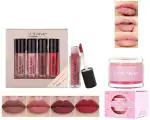 DAIMANPU 4in1 Mini Matte Liquid Lipstick and 2in1 Sugar Scrub Lip Balm and Repair Winter Makeup Kit (2 Items in the set)