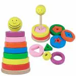 SmartBee Toys Shape Stacker Rainbow Tower with Activty Flashcards 15 Pieces | Montessori Educational Toys | Stacking and Sorting, Colour and Shape Recognition | Age 2-5 | Gift for Toddler Kids.