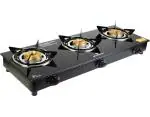GOOD FLAME 3 Burners Photon Black Glass Gas Stove