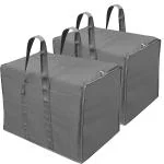 pristu 2 Pack Nylon 85 L Moisture Proof Multi-Purpose Storage Bag/Clothing Storage Organiser/Toy Storage/Stationery Paper Storage Bag with Zipper Closure & Strong Handle (Black, 57x36.8x40.5 cm)