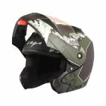 Vega Crux Dx Camouflage Flip up Motorbike Helmet Dull Black Battle Green -M