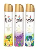 Airoma Air Freshener Spray for Home and Office - Fruity lemon ,Echanting rajnigandha Mystic Rose (Pack of 3, 225ml each) | Long-lasting Fragrance