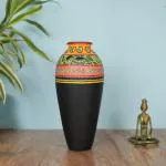 Artysta Black Tall Vase-2 Terracotta Vase (9 inch, Black)