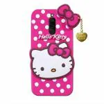 Clickaway Hello Kitty Case for Xiaomi Redmi 8 3D Soft Cute Cover for Girls/Women Silicone Rubber Back Cover With Pendant-Baby Pink/Pink