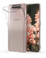 A ACCESSORIES KART Samsung A80 Transparent Rubber Back Cover with Kick Stand