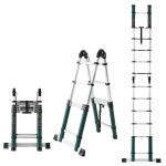 Plantex Dual Telescopic Extension Portable Folding Aluminium Ladder/2+2 meters(13 ft.) Dual Telescopic Ladder for Home/Industrial Use - (Green)