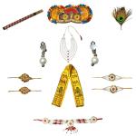 Kaku Fancy Dresses Krishna Jewellery For Kids/Janmashtami/Bal Gopal Dress/Kanha Accessories/Bal Krishna Mukut/Krishna Sringar Jewellery (Jewel-New Pagdi-Set)