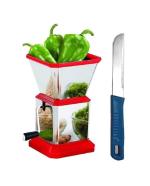 First Front Stainless Steel Chilly Cutter Cutter With Kitchen Vegetables Cutting Knife Chalu and (Multicolour, Pack of 2)