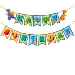 Zyozique Kids Dinosaur Party Decor Supplies with Happy Birthday Banner Sign. Jurassic Dinasors Decorations Garland Designed for Boys and Girls