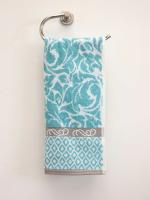 Ariana Soft High Absorbent Cotton Printed Teal Colour Luxury Hand Towel