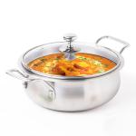 The Indus Valley Triply Stainless Steel Stock Pot/Biryani Pot/Casserole with Glass Lid | 24cm/9.4 inch, 2Ltr, 1.7kg | Induction Friendly | Nonstick 3-Layer Body, 100% Pure & Toxin-Free