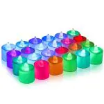 ZURU BUNCH Smokeless Flameless LED Tea Light Candles, Set of 24 Battery Operated led Lights Diya Electric Tea Candles for Diwali Christmas New Year Festival Home Decoration (Multicolor)