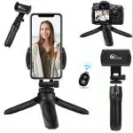 Eloies Mini Tripod with 360 Degree Mobile Attachment Lightweight Portable for Vlog, Video Shooting, Photography, YouTube Tripod for Mobile and Camera, Stand for Video Shooting, with Bluetooth Remote