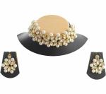 Gyaan Jewels Handmade Gold Plated Alloy Necklace, Earring and Ring Set White (Women, Girls) (Pack of 1) Free Size