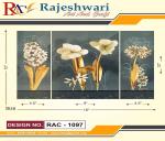 MADHAV Set of 3 Flower Pot UV textured High Quality MDF Self Adeshive Digital Reprint 18 inch x 12 inch Painting 