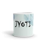 Rish Jyoti Name Theme Printed Light Blue Ceramic Coffee Mug, 350 Ml