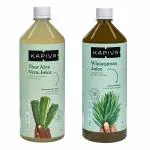 Kapiva Aloe Vera Juice + Wheatgrass Juice | Ayurvedic Combo for Better Digestion and Skin Care (1L+1L)