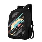 TRAVALATE Polyester 37L Men Women Laptop Backpack for Office/College | Multi-Pockets Printed School Bag with Laptop Compartment and Rain Cover - Black Blue