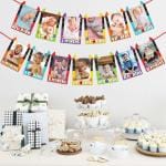Zyozique Little Monster 1st Birthday Baby Photo Banner for Newborn 12 Month Photo Prop Monthly Milestone Bunting Garland First Birthday Party Decoration