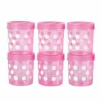Joyo Spacio Container (500 ml x 6) - 6 Pcs Set TR.Polka PTD (Without Spoon)- Pink