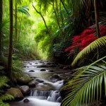 Love Creation 12x18 Size poster print for creative wall art- tropical-oasis-exotic-splendor-landscape-set-9022(Non Sticker)