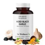 1stwellness Aged Black Garlic wih 100% Natural Black Garlic Extract, Ginger, Turmeric Curcumin, Black Pepper | Supplements Immunity Booster - Heart & Cholesterol Supplement With No Side Effects | for women and men | 800mg (Pack of 60 Capsules)