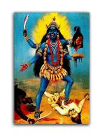 Tamatina Multicolor Religious Art Shamshan Kali God Unframed Canvas Painting - 36X24 Inch