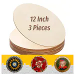 Estella 12 Inch - 3 Pieces Round MDF Wood Board for Art and Craft - Wall Decoration (Lightweight 2.5mm Thick)