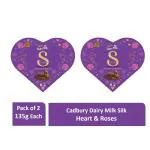 Cadbury Dairy Milk Silk Hearts and Roses Valentine Heart Shaped Chocolate Box Bars (135 g) Pack of 2