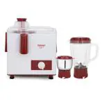 Maharaja Whiteline Mark-1 Happiness White and Red 2 Jar Juicer Mixer Grinder, 450 Watts