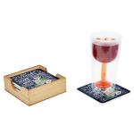 EZ Life Black Wood Coaster Set With Holder (Set of 6) Pack of 1