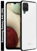 Zybux Samsung Galaxy A42 5G White Glass and Silicon Shockproof Bumper Mobile Back Case