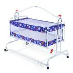 Infanto Compact Baby Cradle, Jhula, Palna, Swing - Adjustable Height, Sturdy Frame, Smooth Swing, Secure Lock-CC29-STD-BLUE