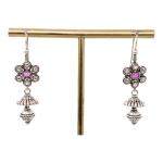 CHAITANYA EMPORIUM classic floral design white and ruby colour stone tripal layared danglers