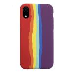 LIRAMARK Liquid Silicone Soft Back Cover Case for Apple iPhone XR (6.1 inch) (Rainbow)