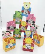GOLD LEAF Multi Color Wooden Pen Stands ,Animals Theme Design Pen Stand with Photo Frame And Animal Face Photo Clips . (Pack OF 12)