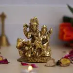 Webelkart Premium Metal Shiv Parivar Shiva Family Idol Shiva Parvati and Ganesha and Kartik Idol Lord Shiva Sitting On Nandi Decorative Showpiece Murti Diwali Gifting Items 4 Inches
