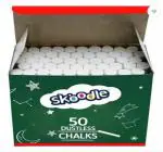 Skoodle 50 White Dustless Chalks Climbing, Pool, Billiards, Green Boards, Black Boards, Tarmac Solid Chalk (50 Sticks)