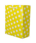 Tasche Paper Products Yellow Dotted Paper Gift Bags For Baby Shower Return Gift And Small Presents (17.78 x 7.62 x 22.86 cm) Pack Of 40