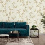 Asian Paints ezyCR8 Fast Breeze Beige Golden Floral Non-Adhesive Wallpaper for Home (53 x 950cm)